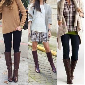 Nine West Tellmeall Dark Brown Leather Boots 7.5